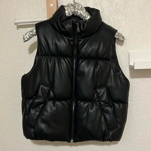 Banana Republic Faux Leather Cropped Vest XS
